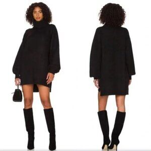 Show Me Your Mumu NEW Black XS Chester Mini Sweater Dress Cozy Full Sleeve